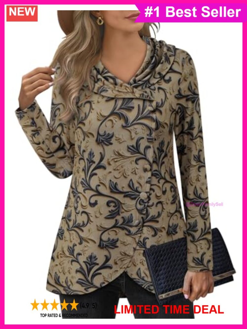 Womens Long Sleeve Tunic Sweatshirt Tulip Hem Pullover Top
